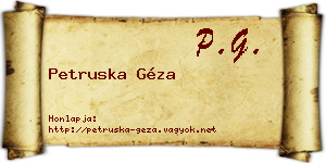 Petruska Géza névjegykártya