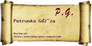 Petruska Géza névjegykártya